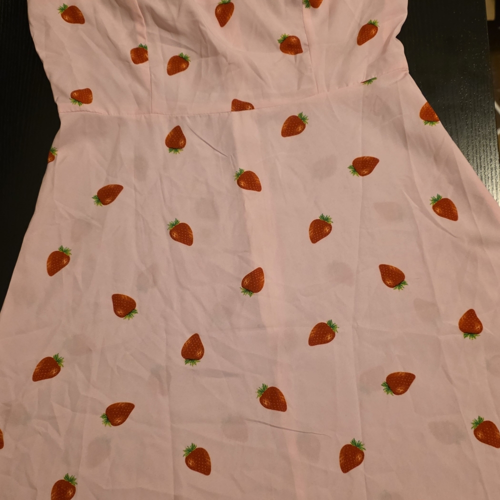 SHEIN Pink Dress with Strawberry Design